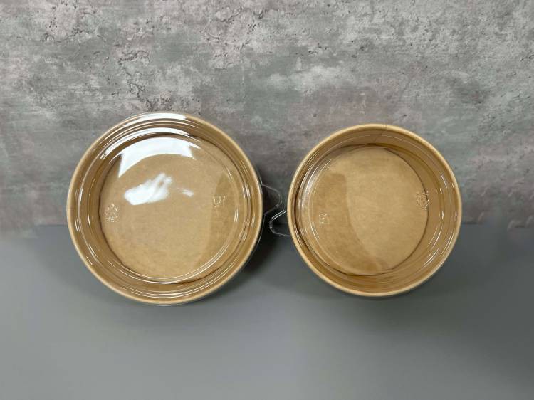 kraft bowls with pet high clear lids